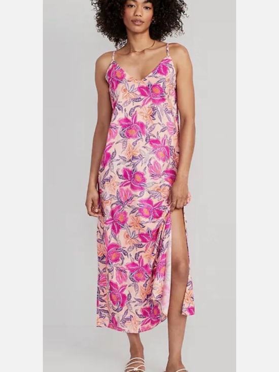 Old Navy Dresses & Skirts - Old Navy Women’s Pink Floral Slip Sleeveless Midi Dress